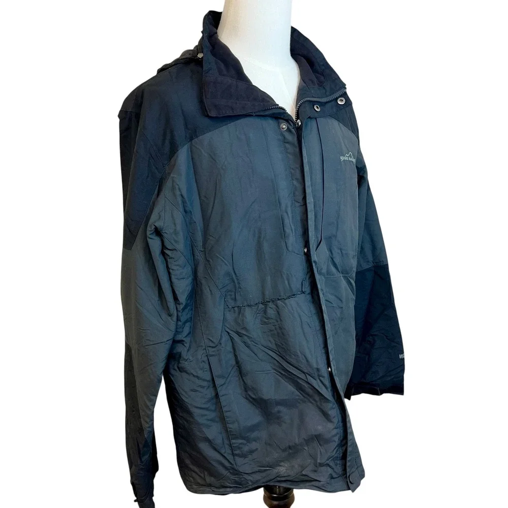 EDDIE BAUER Black Weather Edge Waterproof Breathable Jacket Hooded Size L Hiking
